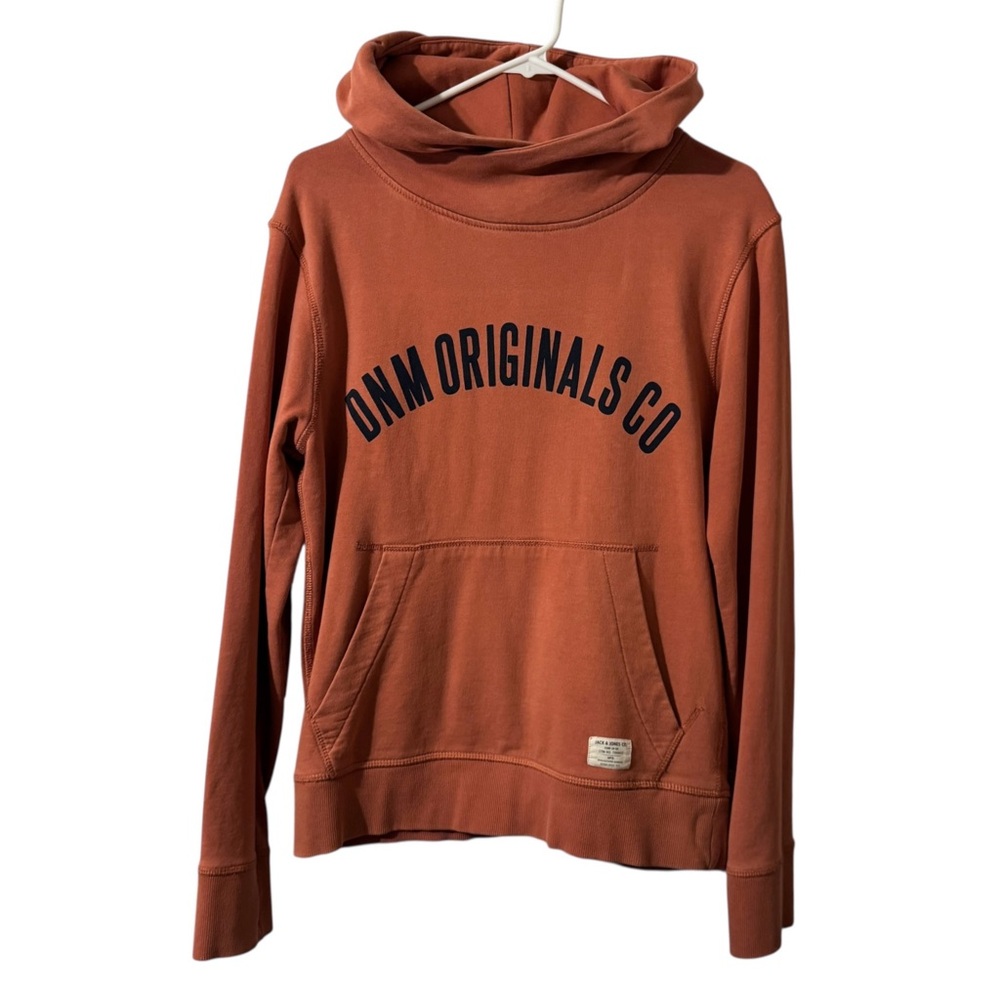 Jack & Jones Co DNM Originals Co Logo Mens S Hoodie Sweatshirt Terracota Orange